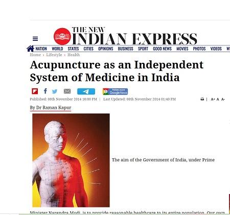 Acupuncture as System of Medicine in India