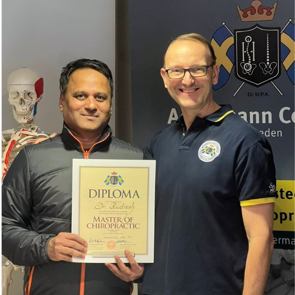 Dr. Rudresh's Official Ackermann College (Sweden) Master Diploma - Best Europe-Certified Chiropractor in Bangalore