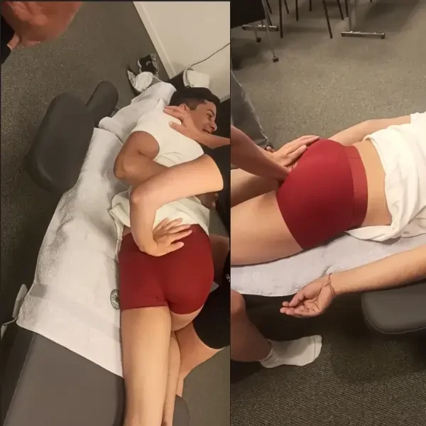 Dr. Rudresh, best chiropractor in Bangalore, performing non-surgical chiropractic treatment for severe sciatica pain relief at AcuSTAR Wellness.